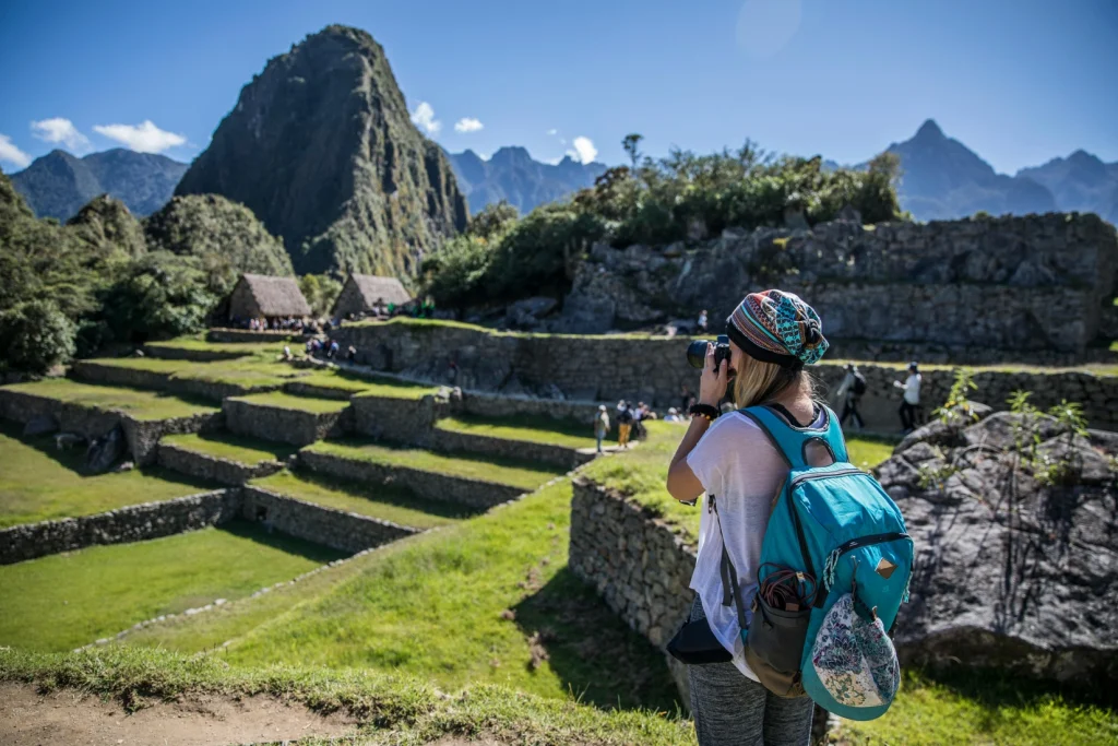 Panoramic view of Machu Picchu showing options for one day trip and multi day experience from Cusco