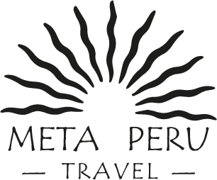 Meta Peru Travel logo with stylized Andean sun, specialists in luxury travel and private tours in Peru.