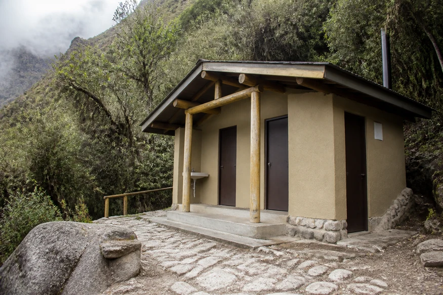 Simple restroom facilities at an authorized Inca Trail campsite